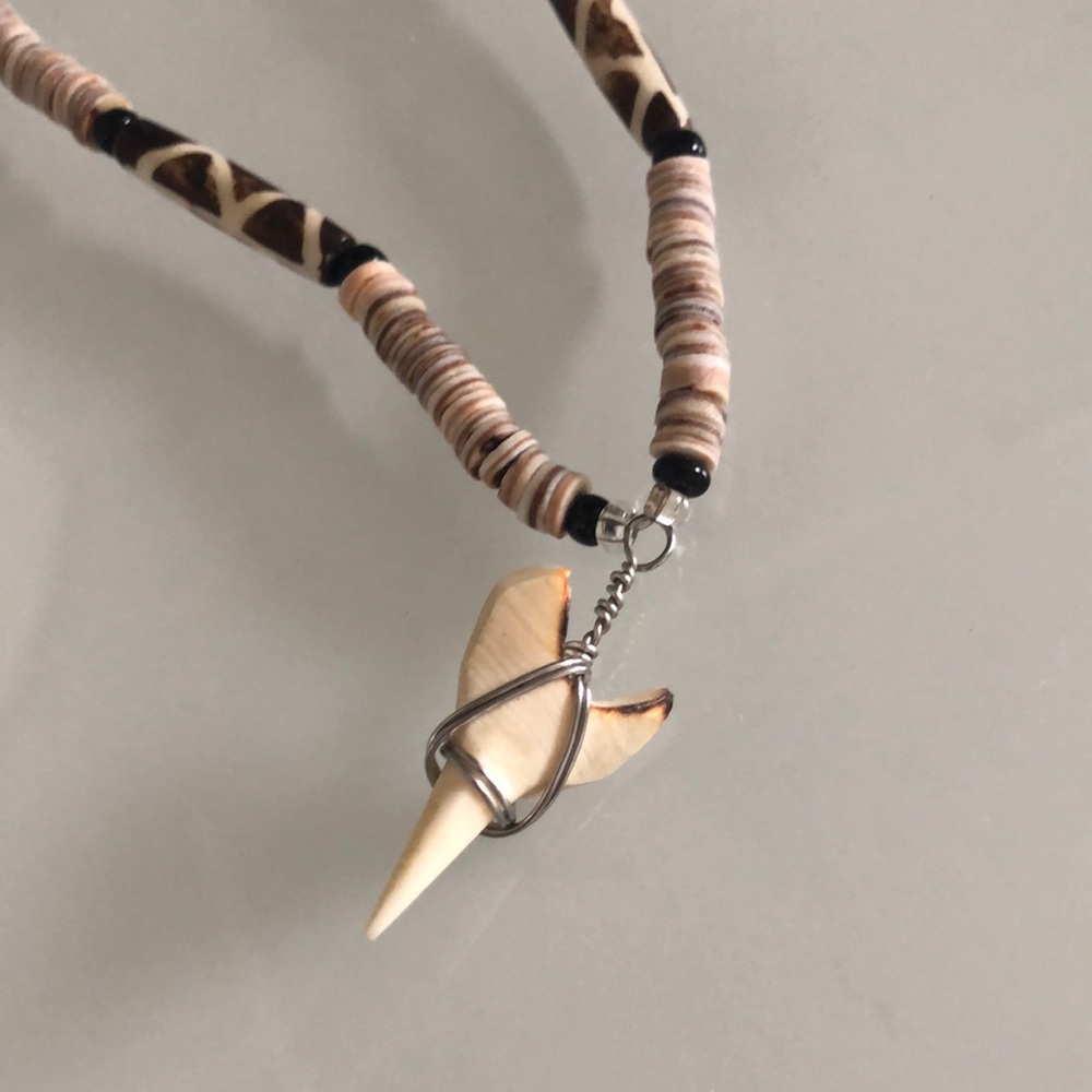 Beaded shark tooth necklace